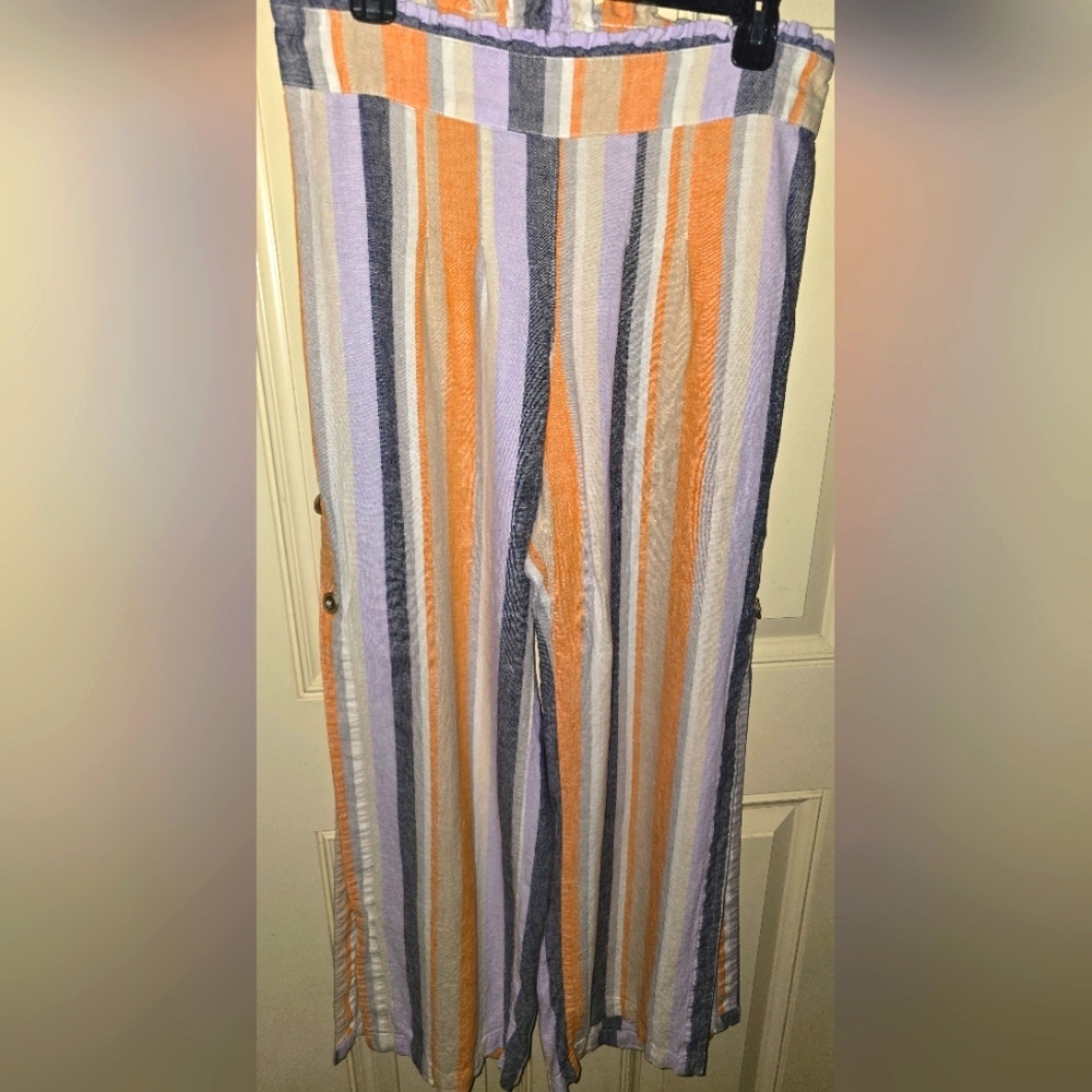 New York & Company Striped Bow Pant in Orange and Purple